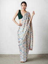 Chinon Digital Print Ready To Wear Saree With Blouse Piece-MWB-VP5037-WHITE